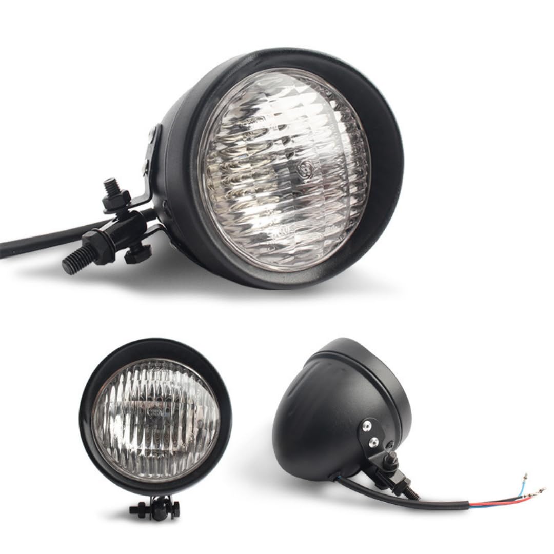 

so happy Bates Light Motorcycle Universal Vintage American Classic Visor with Clear I m Headlight, 4.5-inch, (Black Lens)