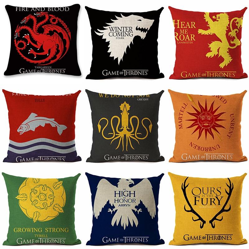 Game Of Thrones Themed Cotton Linen Pillow Cover For Winter Decor Sofa Home Car