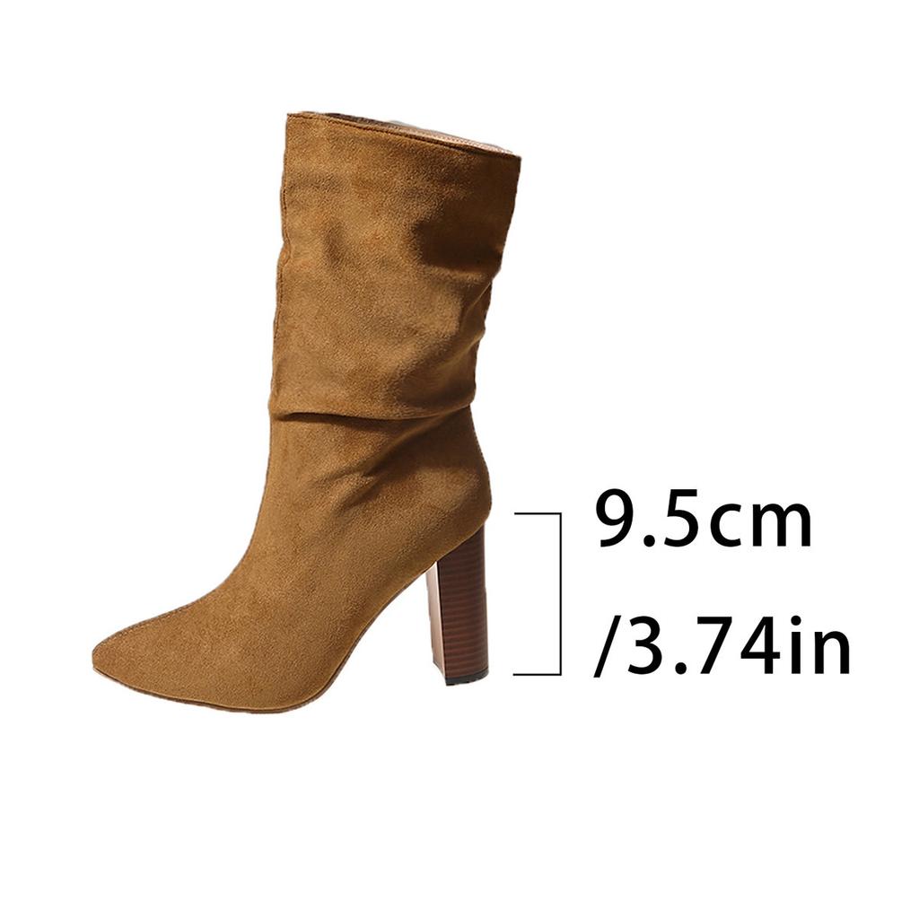 Size 35-43 Fashion Boots for Women 2025 New Spring and Autumn Collection Thick Heel Pointed Mid Heeled Boots High Heel Boots