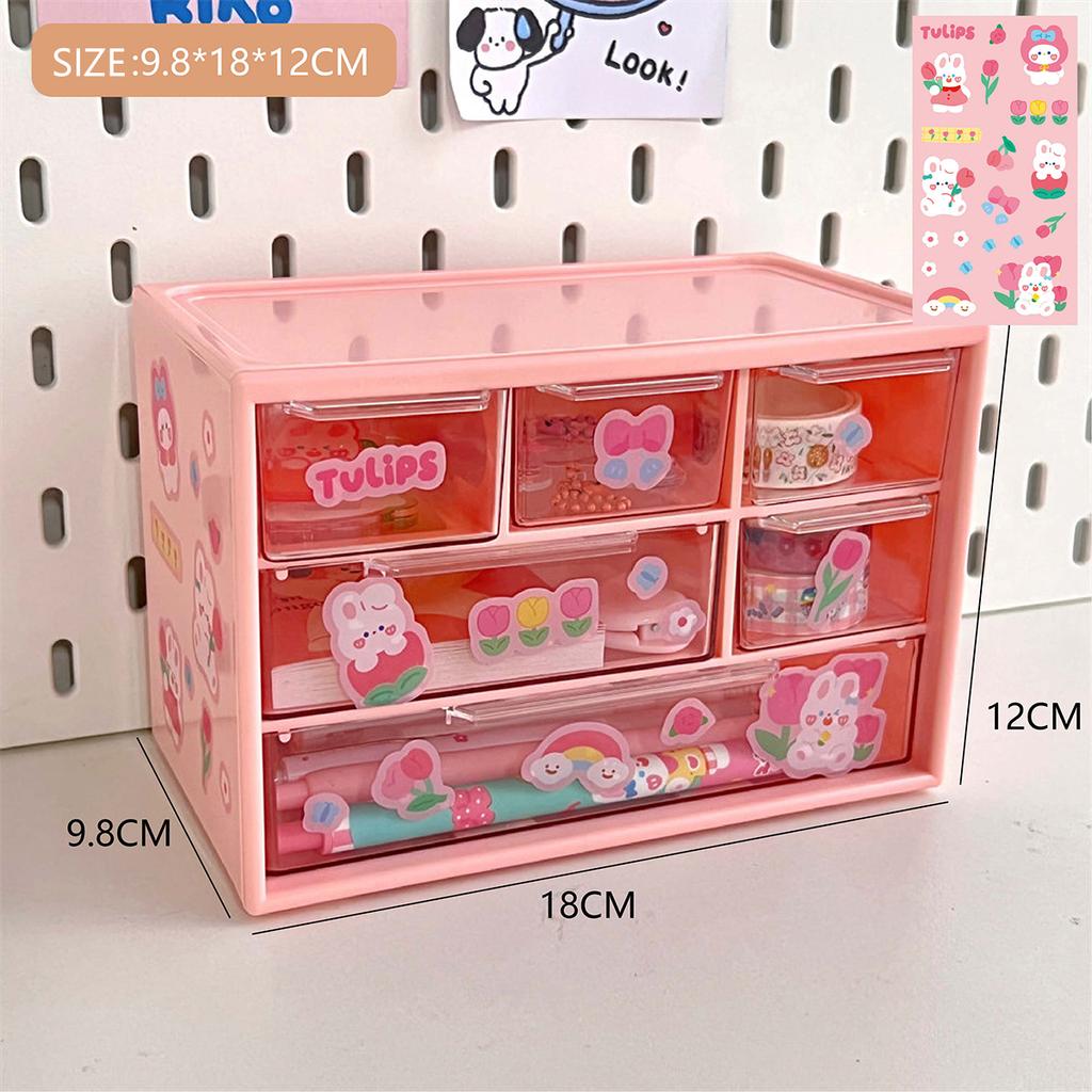 Six Grid Storage Box Large Capacity Storage Box Cosmetic Stationery Drawer Storage Box