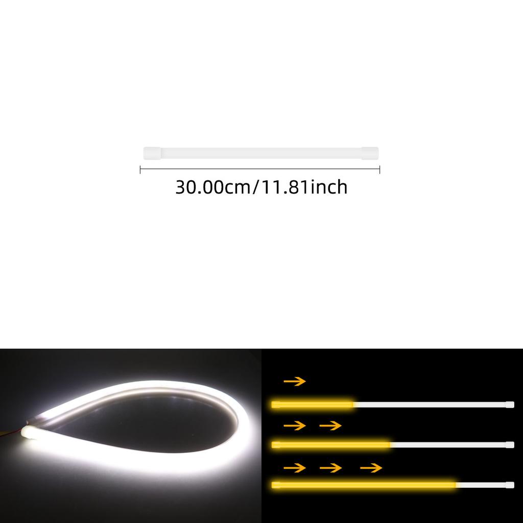 2PCS DRL Flexible Flowing LED strip 30CM 45CM 60CM White Turn Yellow Turn Signal Angel Eyes Daytime Running Lights