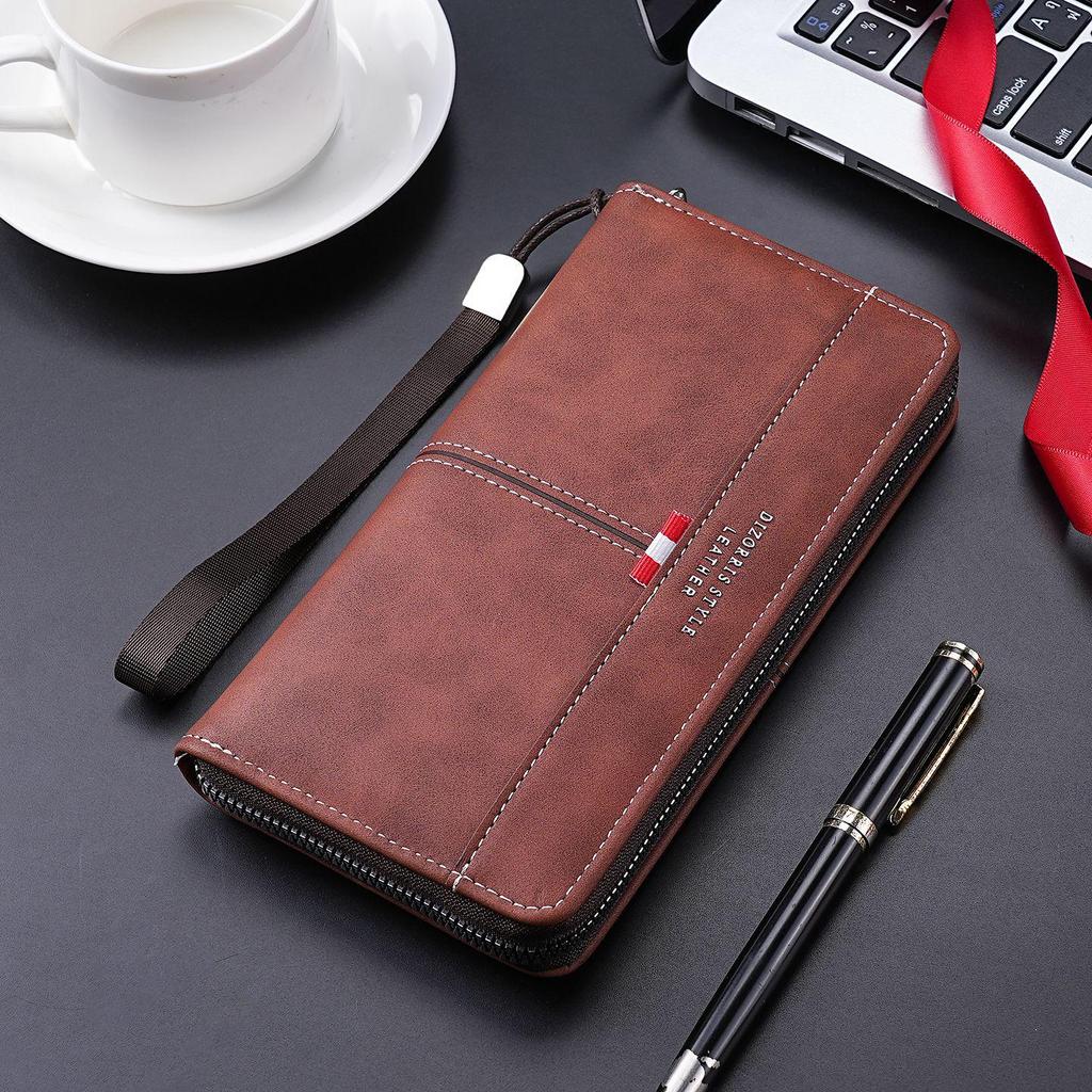 Men's Zipper Long Wallet - Large Capacity Phone Clutch