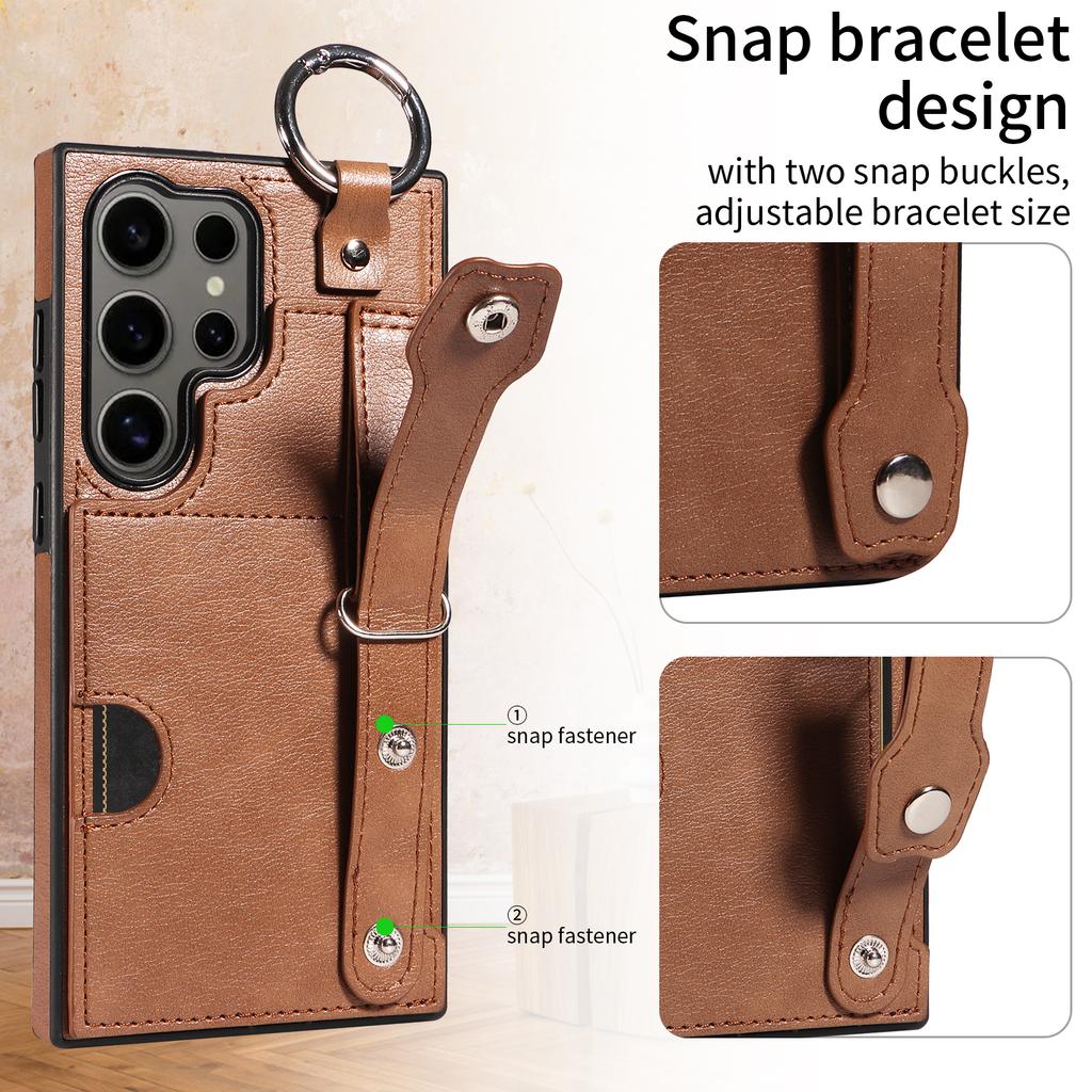 Wristband Ring Holder Cards Solt Leather Wallet Case For Samsung Galaxy S24 Ultra S23 FE S22 Plus A55 A15 A25 A35 A12 A52 Cover