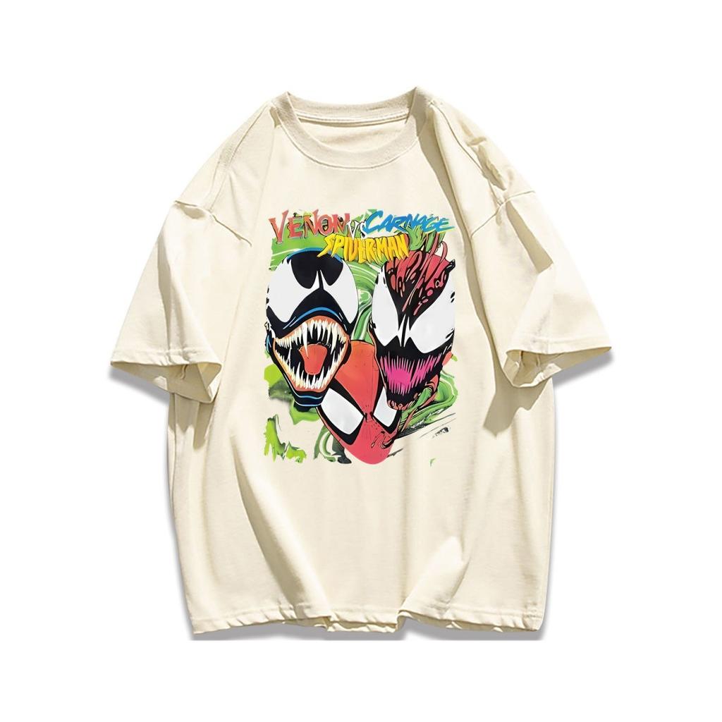 American Retro High Street Fashion Brand Shortsleeved Tshirt for Couples Summer Casual and Loose Unisexs Top