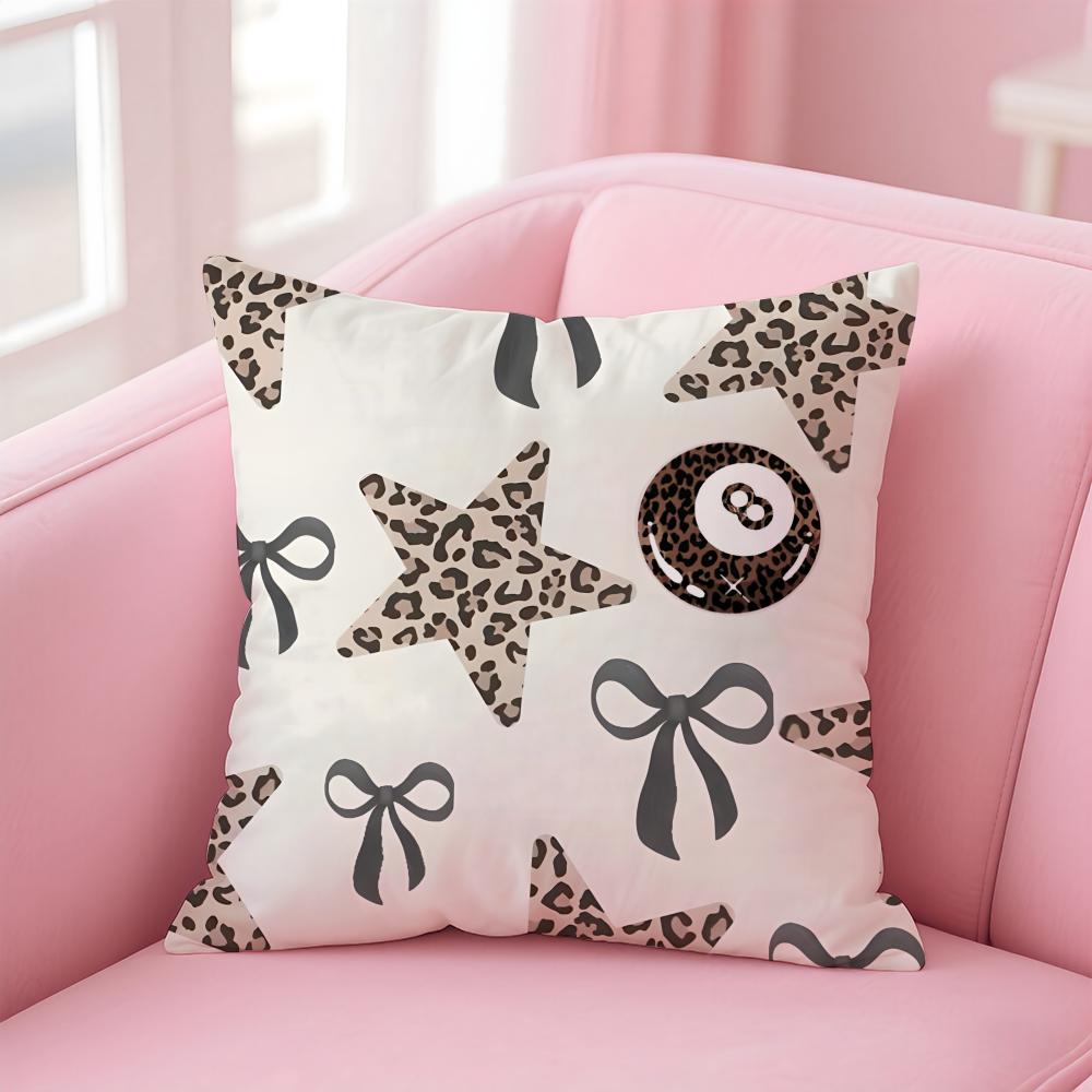 SStars plaid leopard print apples Cushion Cover Pillow Case Soft Friendly Fabric  Concealed Zipper