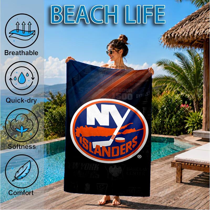Ny Islanders Pride Strandtuch, Superweiche Mikrofaser, Perfektes Geschenk für Sie/Ihn, Geburtstag, für Pool, Strand, Reisen, Dekoration Strandparty