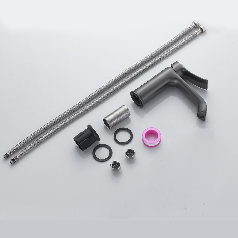 Modern Brass Gun Grey Single Hole Bathroom Water Basin Faucet Basin Mixer Faucet