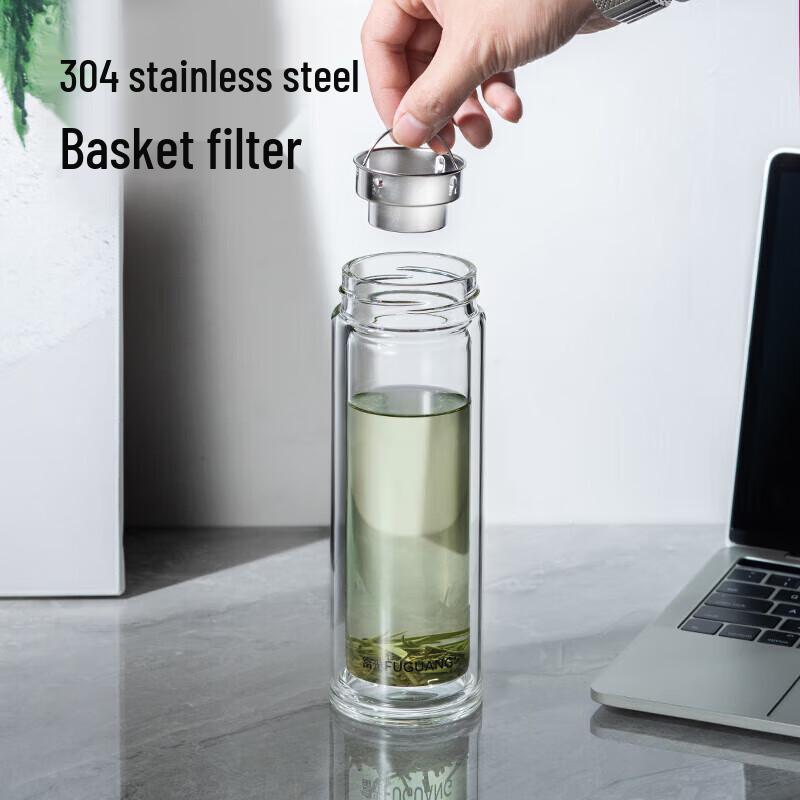 FUGUANG Double-Wall Glass Tea Infuser Cup
