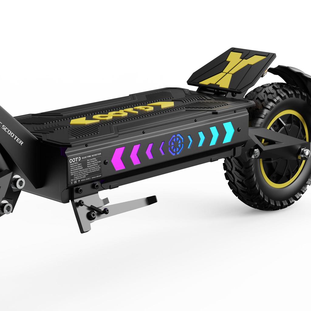 OOTD T10 Pro Erwachsenen Elektroroller 2x 1300W Motoren 52V23.4AH Akku 65KM/H 11'' Geländereifen Stadt Faltbar Tragbarer E-Scooter