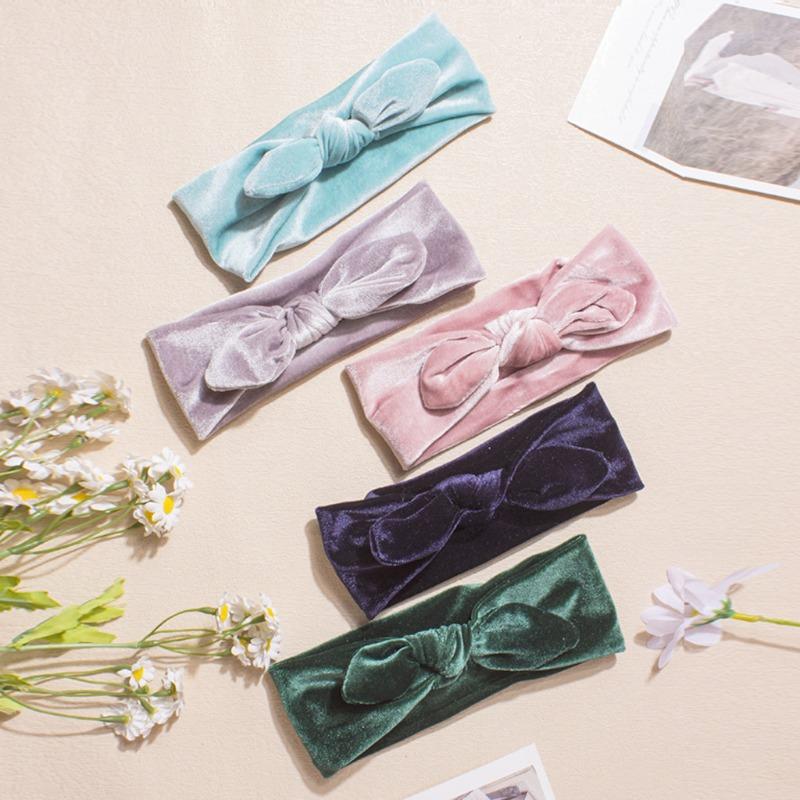 New Baby Golden Velvet Headscarf Cute Baby Rabbit Ears Headband Warm Children's Jewelry Autumn and Winter Models