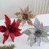 Fabric Plastic Christmas Artificial Flowers 25cm Ornaments Xmas Tree Decorations DIY Decoration Christmas Decor New Year