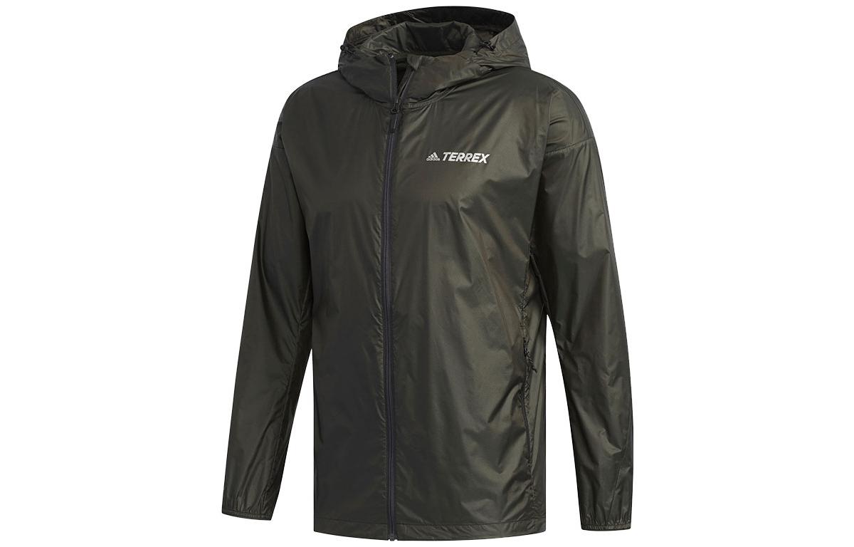 Adidas Terrex Jackets Men s Green Hooded Moderate Straight Fit EH4976 L