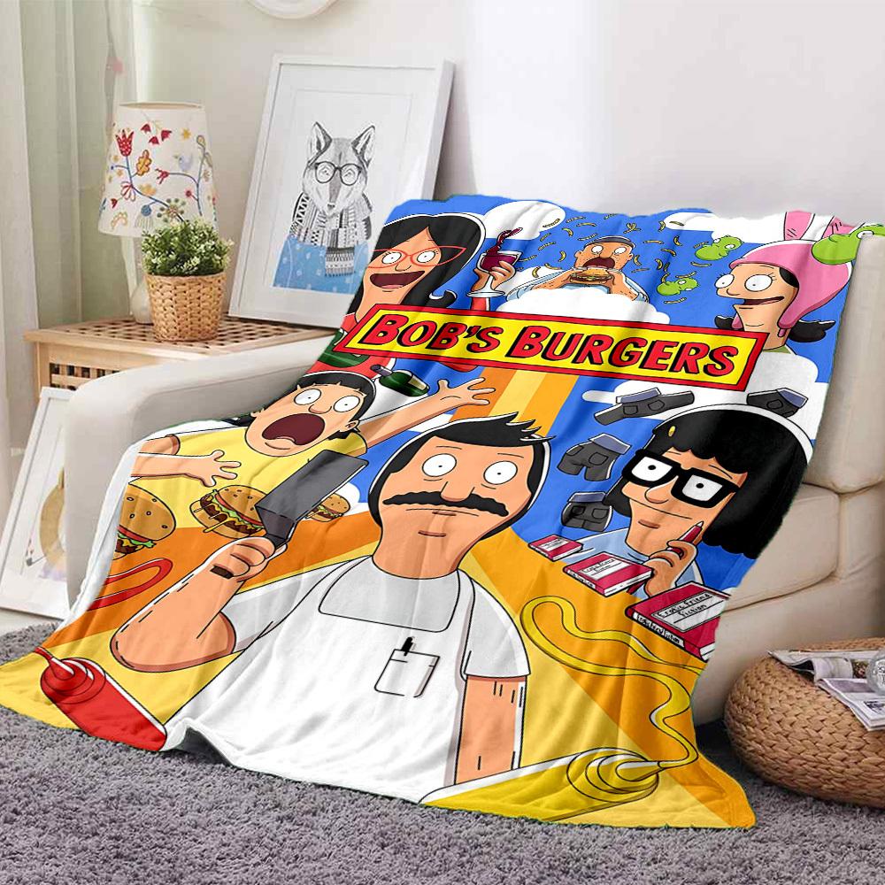 1pc Bob’s Burgers Cozy Print Blanket Lightweight Warm Flannel Throw Blanket For Sofa, Bed, Living Room