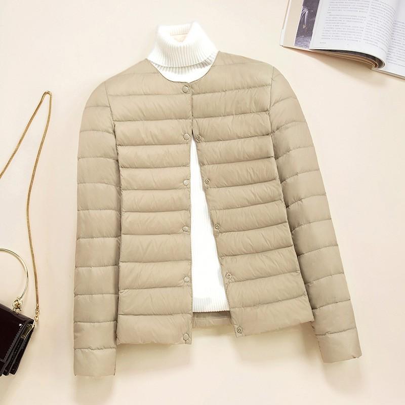 Womens Short Down Jacket 2026 Round Neck Slim Fit Lightweight Inner Wear Base Coat Plus Size Trendy