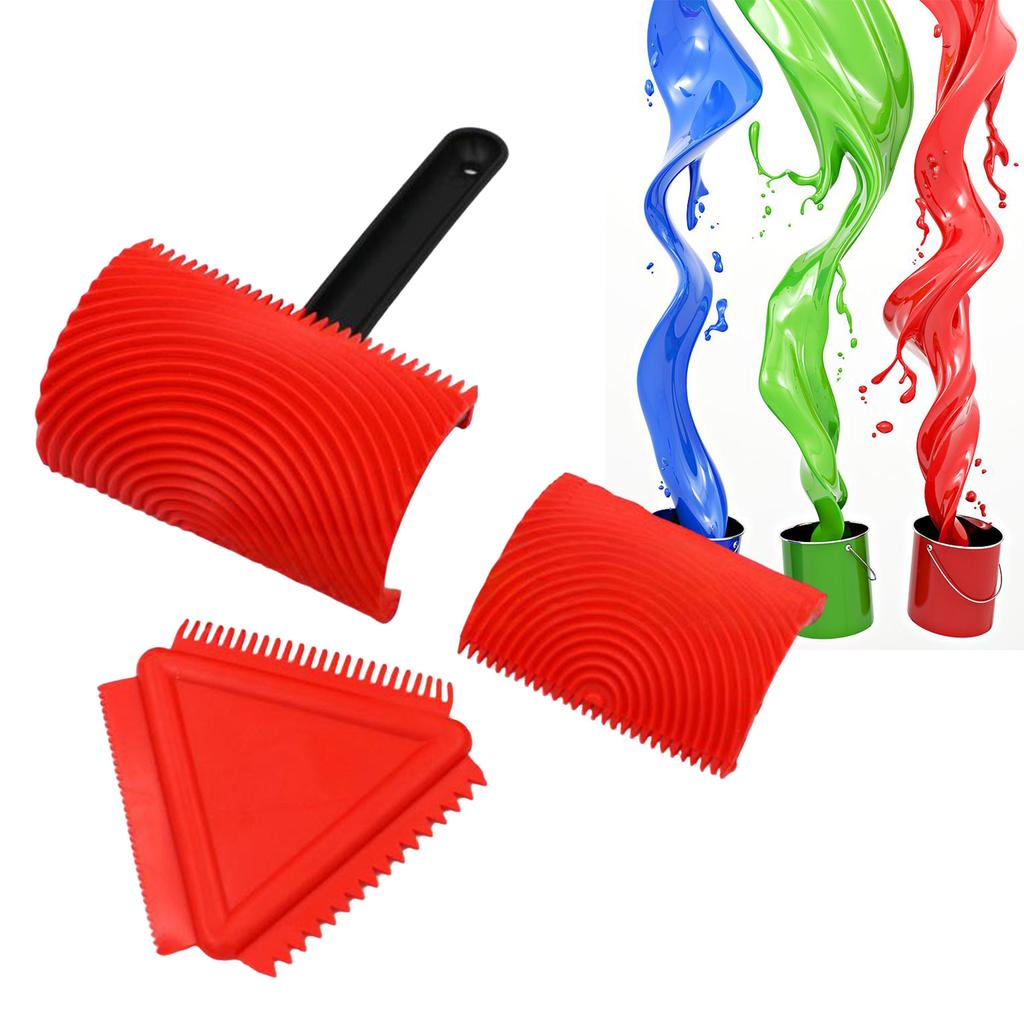 Wood Grain Paint Roller Set With Durable Polyurethane Rollers And Ergonomic Handle For Smooth Wall Coating