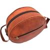 Handgefertigte Vintage-Leder-Umhängetasche für Damen/Teenager-Mädchen, Umhängetasche, runde Umhängetasche, 25,4 cm klein, braun