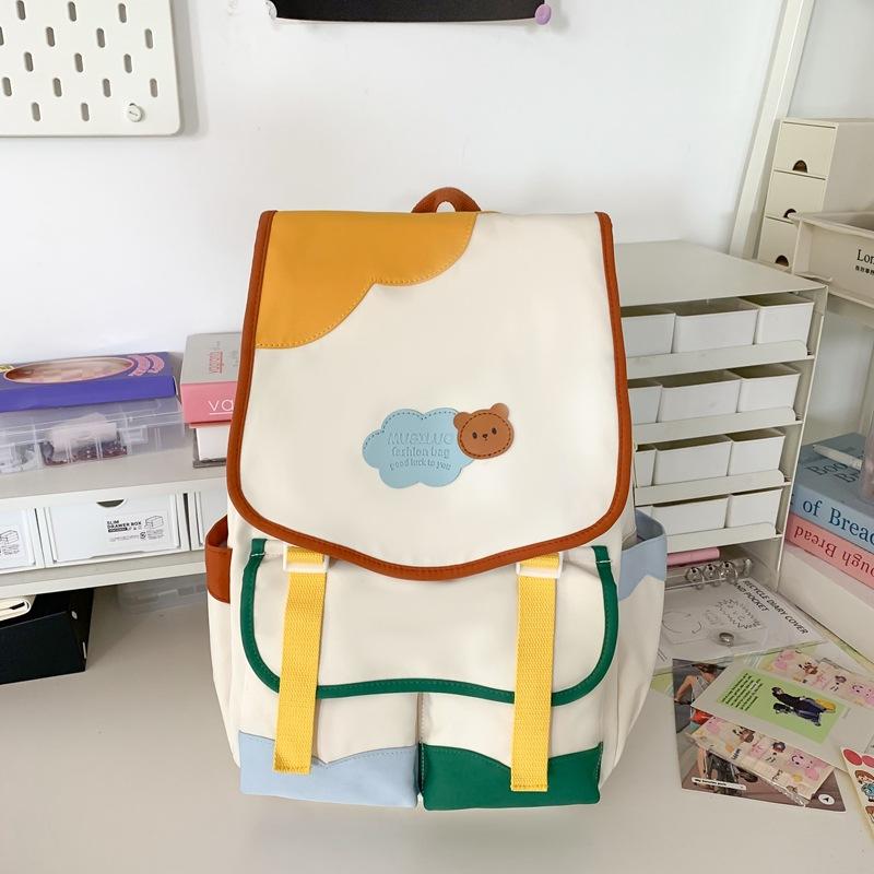 

School bag backpack New large-capacity middle and high school students cute backpack Contrast color primary school backpack Single pack