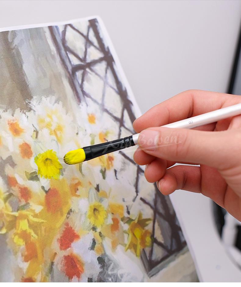 Children's 12-Piece Nylon Hair Paintbrush Set for Watercolor and Oil Painting