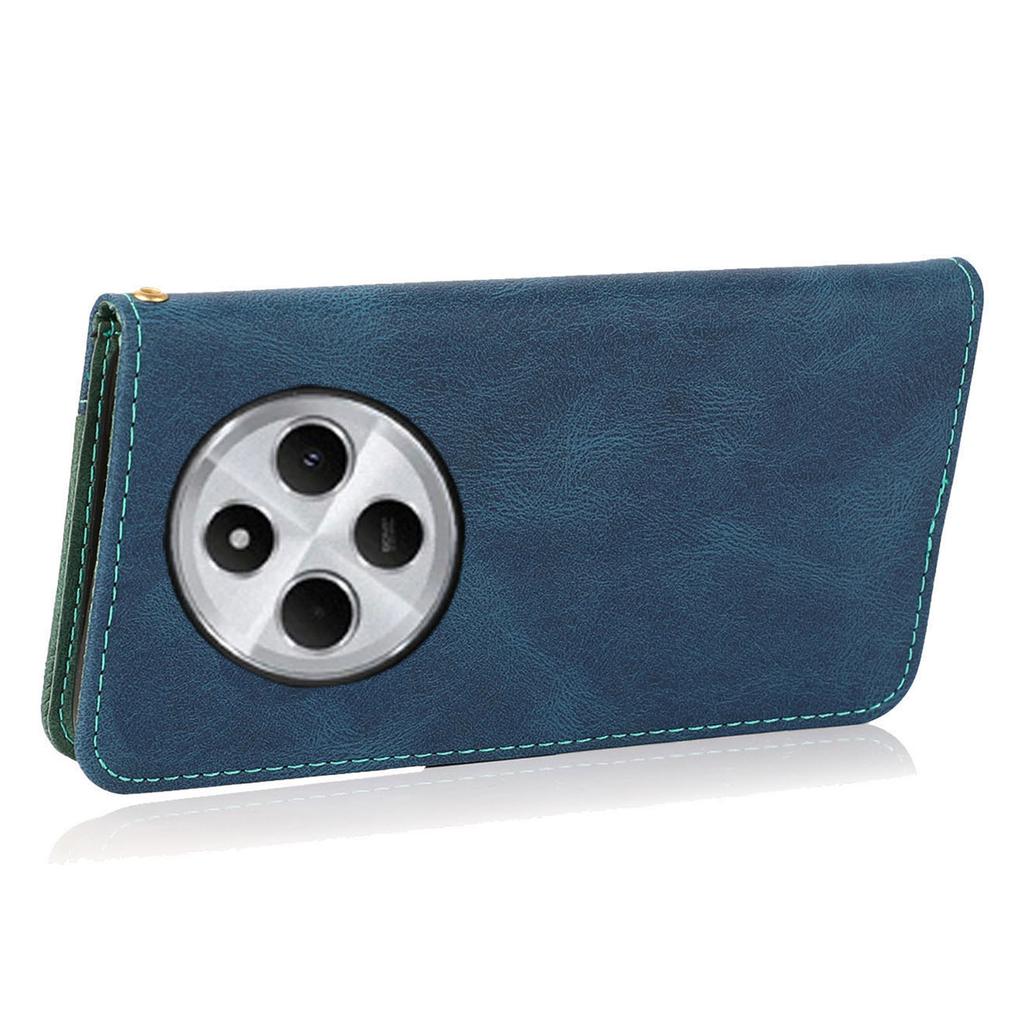 For Xiaomi Poco C75 4G/Redmi 14R 5G/14C 4G Cover Color Splicing Wallet Stand Leather Phone Case with Wrist Strap