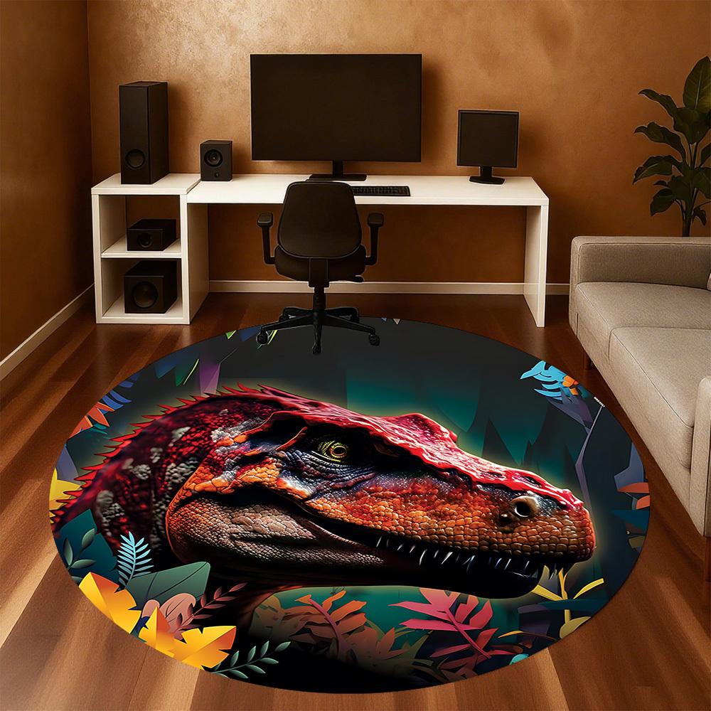 1pc dinosaur jungle Round Chair mat Area Rug - Non-Slip, Floor Mat for Office, Bedroom, and Indoor Decor c1125091