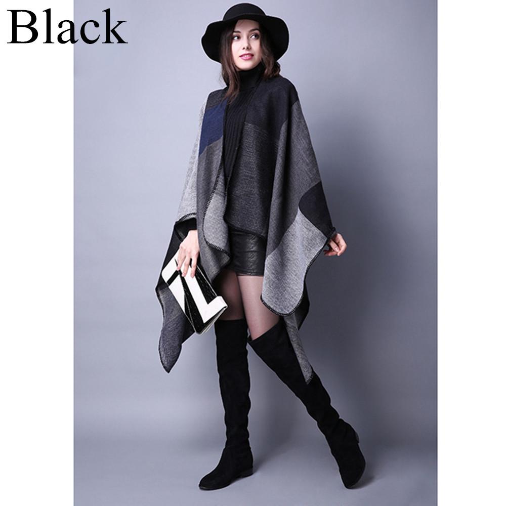 

Warm New Women Patchwork Plaid Cashmere Scarf Poncho Wrap Shawl Blanket Cloak