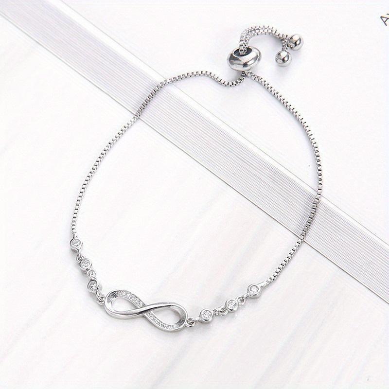 8-Character Bracelet Adjustable Infinity Bracelet with Faux Crystal Accents Women Simple Fashion Bracelet Jewelry Perfect Gift for Any Occasion