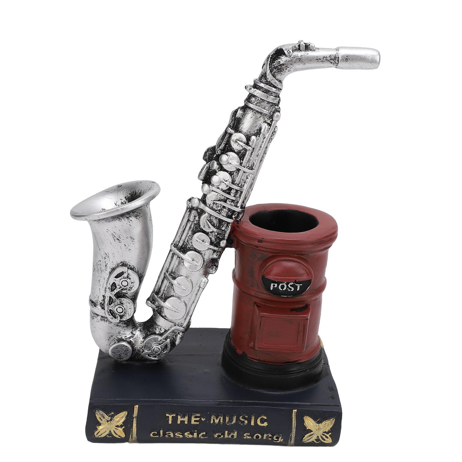 

Ретро Органайзер для ручек в виде саксофона Украшение Полимерная Декорация для книжной полки Стакан для карандашей в виде саксофона для гостиной красный