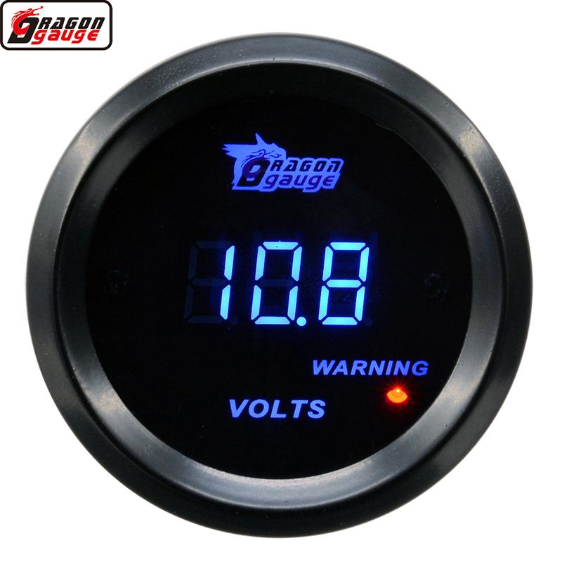 Dragon 52mm Blue LED BackLight Auto Car Motorcycle 12V Digital Voltage Volt Gauge Measurement Range 8-18V Meter