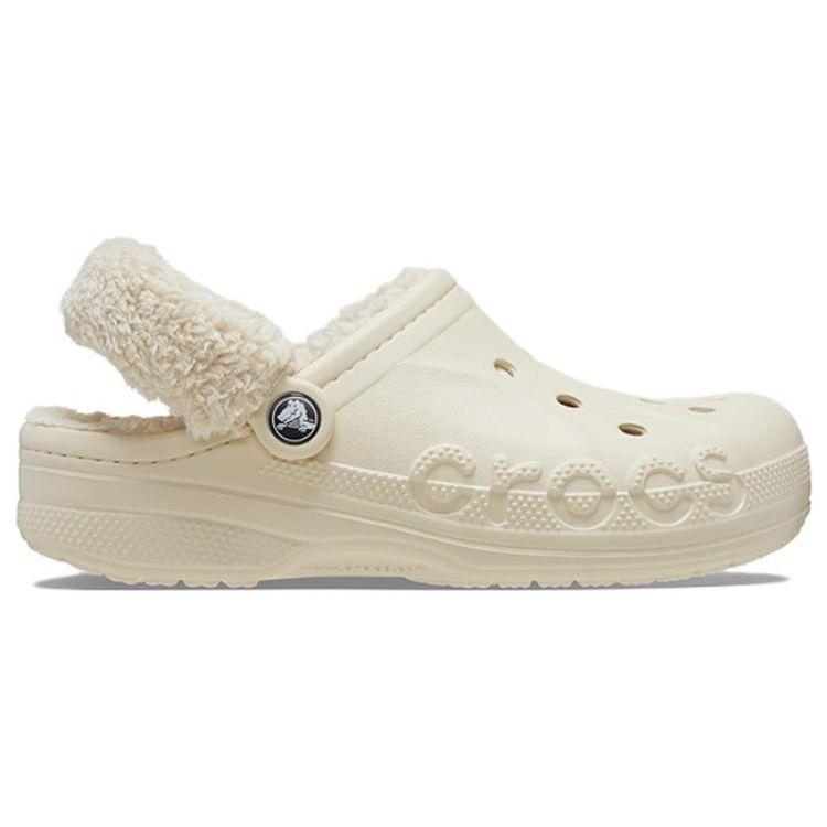 Crocs Baya Lined Fuzz Strap Clogs Unisex Clogs White 206633-11S