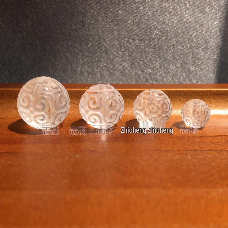 Natural White Crystal Cloud Pattern Loose Beads Bracelet & Necklace Accessories, 10-12mm Round Beads
