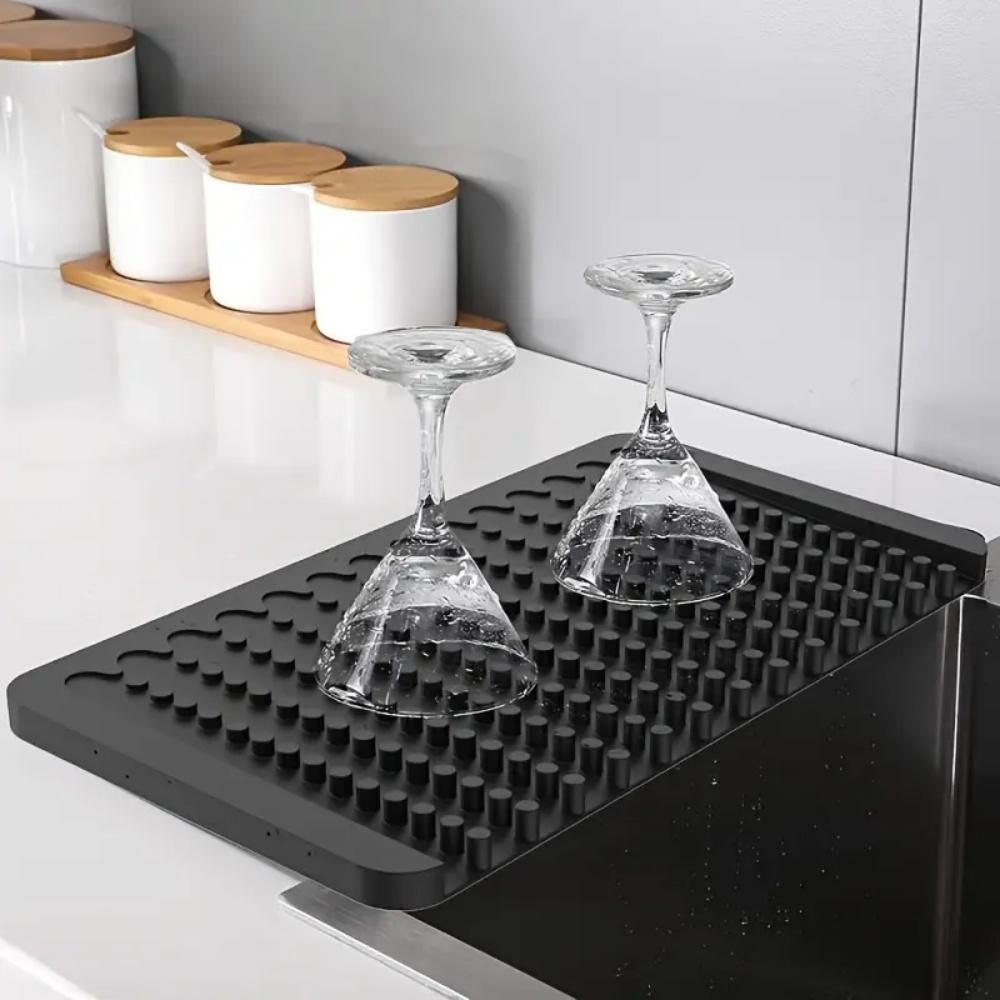 Silicone Drainage Mat Water-Draining Mat Kitchen Counter Silicone Drying Mat Dishware Ramp Drainage Mat