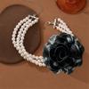 Elegant Floral Charm Necklace Adjustable Chain for Sensitive Skin Simulated Pearls Neckchain Jewelry for Women Lady