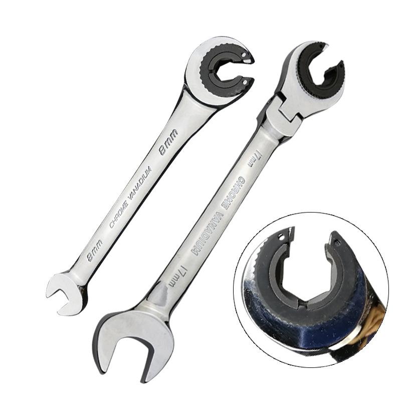1Pc Ratcheting Wrench Set with Open Flex-head Metric Tubing Combination Wrench Tubing Ratchet Wrench 8-30mm Size Available