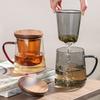 Banwushenghuo Glass Tea Infuser Cup, Office Water Bottle, Green Tea Cup for Men with Filter