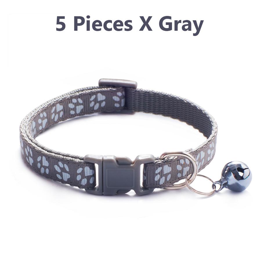 1/5Pcs Adjustable Footprint Pet Collar with Bell, Cute Soft Neck Collar for Puppy Small Dog Kitten Cat Daily Wear