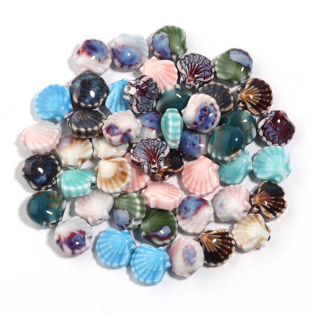 5pcs/lot Small Shell Ceramic Beads Color Cute Spacer Charms Bead for DIY Necklace Bracelet Earring Jewelry Making Accessories