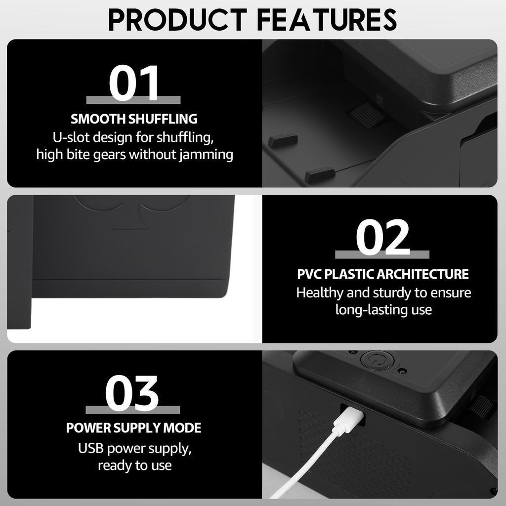 Automatic Playing Card Shuffler Smart Double Mode Electric Shuffler Machine USB Charging Dual Power Supply Auto Poker Machine