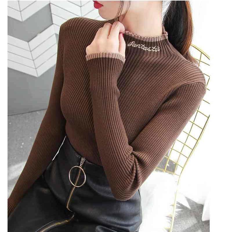 WTEMPO Plus Velvet Autumn Winter Thick Sweater Long-sleeved Bottoming Shirt Knitted Sweater