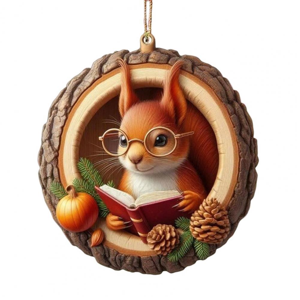 Animal Christmas Ornament 2D Flat Forest Animal Xmas Tree Ornament Acrylic Hanging Woodland Pendant for Garden Tree Home Decor