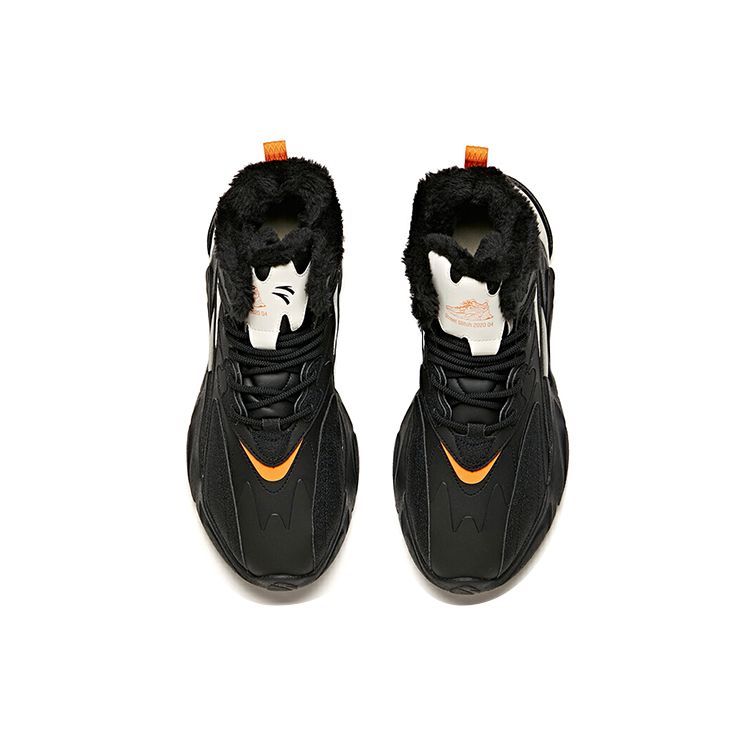 Anta Pulse Fabric Synthetic Leather Shock Absorbing Non-Slip Wear-Resistant Warm High-Top Casual Shoes Men Casual Shoes Black White 912048910-3