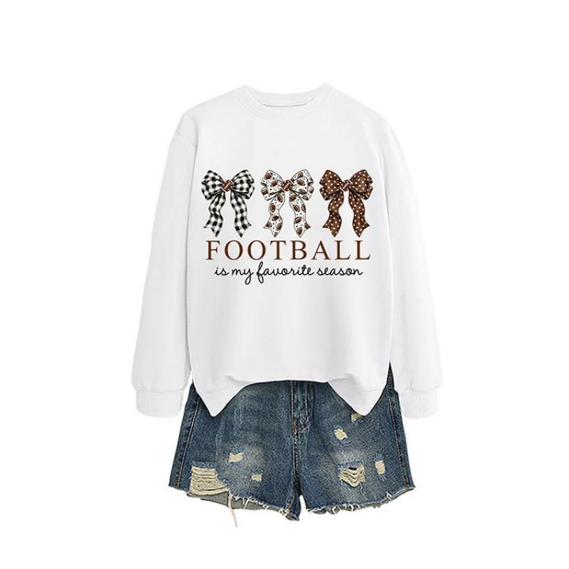 Womens Casual Loose Fit Crewneck Sweatshirt Football Print Everyday Wear