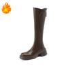 Winter Vintage Platform Woman Knight High Boots Concise Soft Plush Thick Sole Shoes Ladies Stretch Slim Modern Long Botas