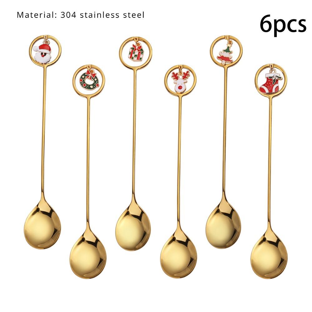 

HANYANG Рождественская десертная ложка и вилка из нержавеющей стали, подарочный набор, фруктовая вилка, кофейная ложка для Деда Мороза, бытовая посуда для отеля