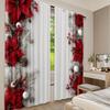 Flat Printing Curtain Christmas Poinsettia Elegance Digital Printed Polyester Drapes Festive Wall Decor Use Art Set Of 2 Made Washable
