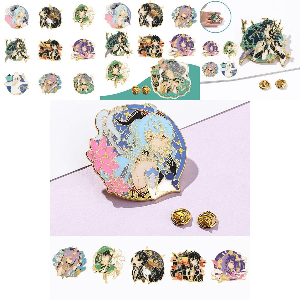 Vibrant Genshin Impact Character Badge High Quality Metal Brooch For Game Fans