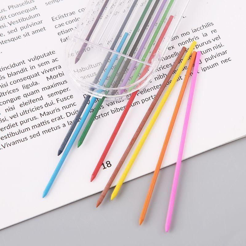 12Pcs 2.0 mm Mechanical Pencil Colors 2B Refills Draft Drawing Writing Craf
