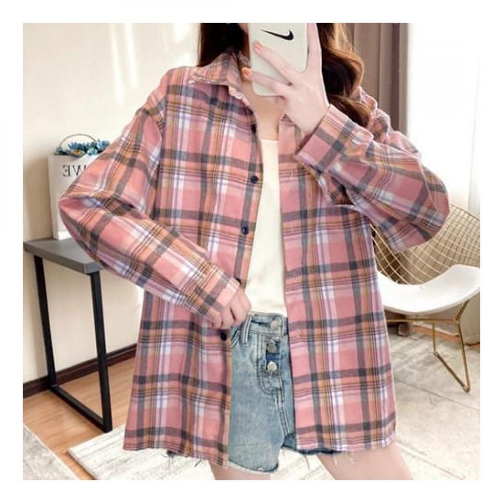 Navava Men Casual Loose Fit Check Shirt Nb1886
