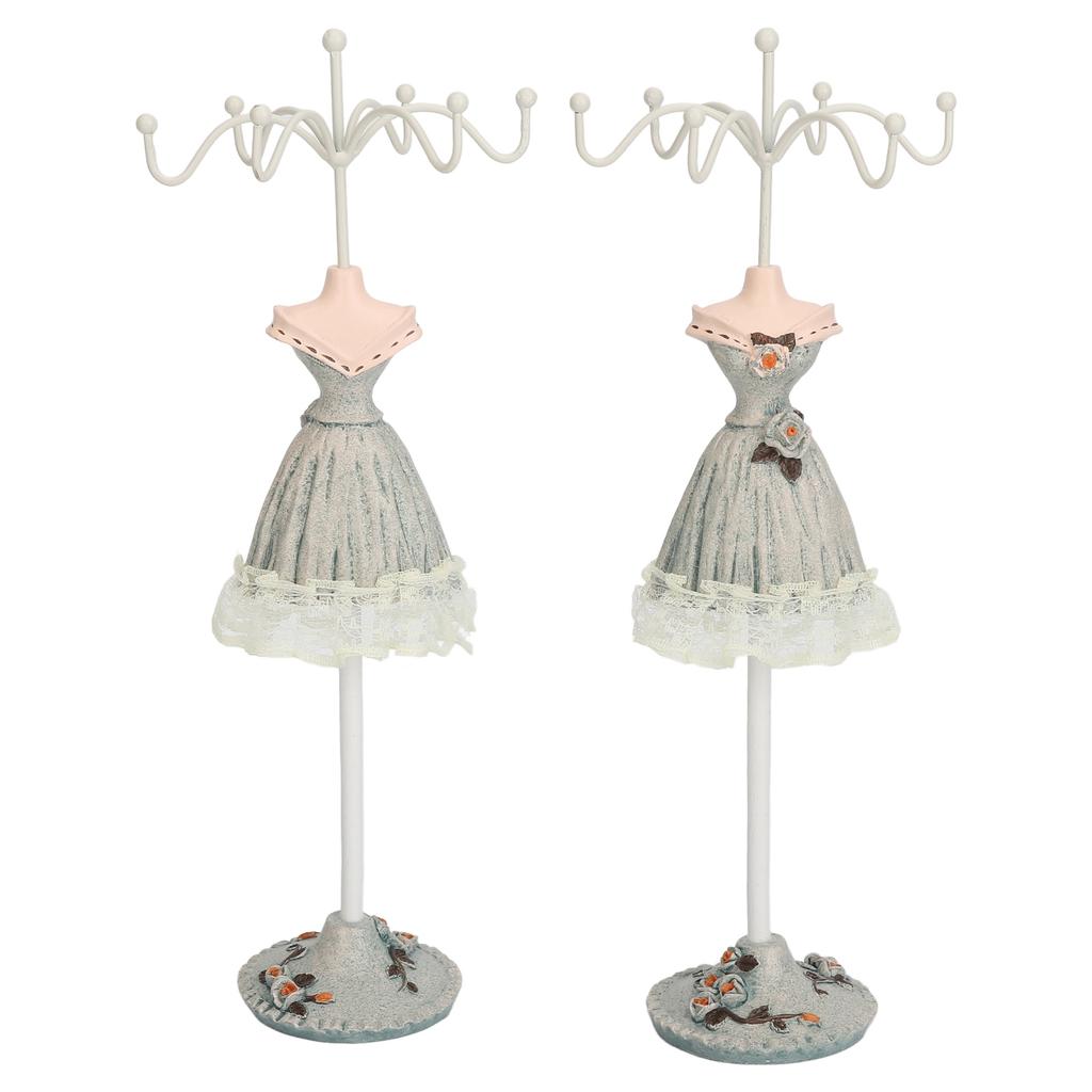 Earrings Necklace Princess Dress Stand Display Iron Mannequin Princess Jewelry Rack Pine Green 1