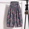 DIMANAF 2026 Summer New Plus Size Women Elastic Waist Floral Print Denim Jeans Casual Loose Lady Short Pants