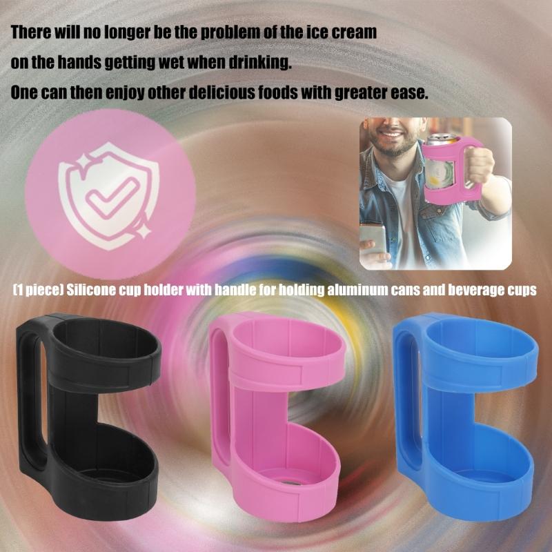 Silikonburkhållare Med Ergonomiskt Handtag Halkfria Grepp För Dryckesburk Perfekt För Utomhuscamping Picknick Partyn Lätt Att Rengöra Hållbara Design